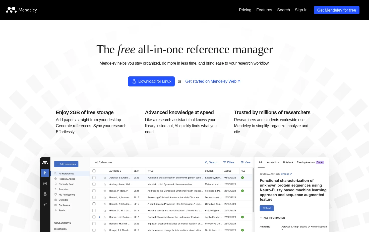 Mendeley.com 页面快照